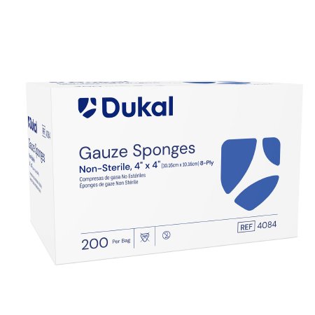 Dukal  4084 Gauze Sponge Dukal 4 X 4 Inch 200 per Pack NonSterile 8-Ply Square