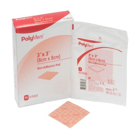 Ferris Manufacturing  5033 Foam Dressing PolyMem 3 X 3 Inch Without Border Film Backing Nonadhesive Square Sterile