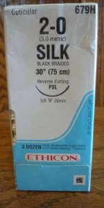 J & J Healthcare Systems  679H Nonabsorbable Suture with Needle Perma-Hand Silk FSL 3/8 Circle Reverse Cutting Needle Size 2 - 0 Braided