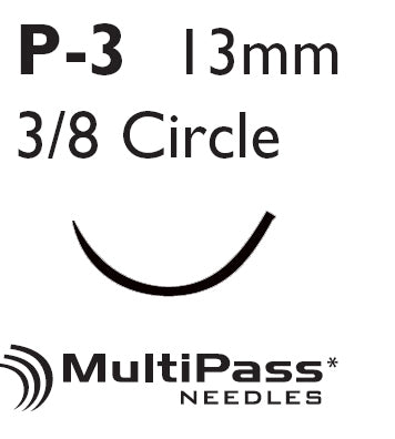 J & J Healthcare Systems  R691G Nonabsorbable Suture with Needle Mersilene Polyester P-3 3/8 Circle Precision Reverse Cutting Needle Size 4 - 0 Braided