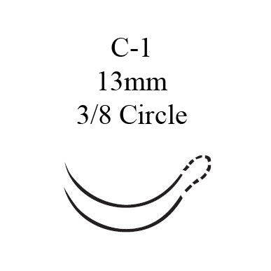 J & J Healthcare Systems  706G Nonabsorbable Suture with Needle Perma-Hand Silk C-1 3/8 Circle Taper Point Needle Size 6 - 0 Braided