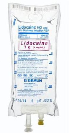 B. Braun  P5942 Lidocaine HCl / Dextrose 5%, Preservative Free 4 mg / mL IV Solution Flexible Bag 250 mL