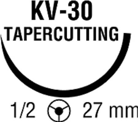 Covidien  88862962-83 Nonabsorbable Suture with Needle Ti-Cron Polyester KV-30 1/2 Circle Diamond Point Needle Size 2 Braided