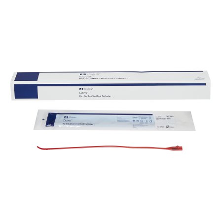 Cardinal  8403 Urethral Catheter Dover Coude Tip Hydrophilic Coated Red Rubber 14 Fr. 12 Inch