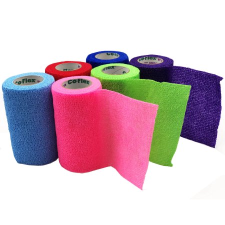 Andover Coated Products  3400CP-018 Cohesive Bandage CoFlex 4 Inch X 5 Yard Self-Adherent Closure Neon Pink / Blue / Purple / Light Blue / Neon Green / Red NonSterile 14 lbs. Tensile Strength