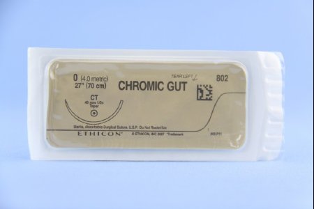 J & J Healthcare Systems  802H Absorbable Suture with Needle Chromic Gut CT 1/2 Circle Taper Point Needle Size 0