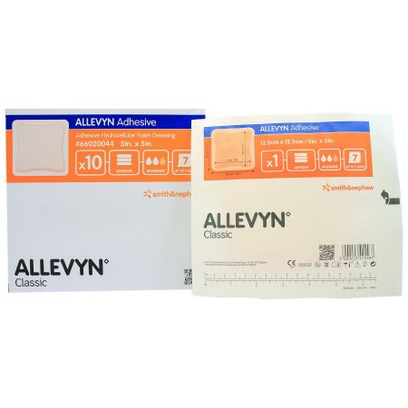 Smith & Nephew  66020044 Foam Dressing Allevyn Adhesive 5 X 5 Inch With Border Film Backing Adhesive Square Sterile