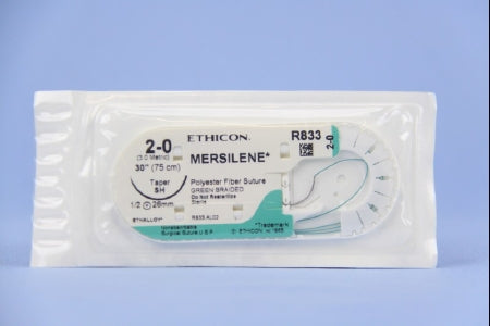 J & J Healthcare Systems  R833H Nonabsorbable Suture with Needle Mersilene Polyester SH 1/2 Circle Taper Point Needle Size 2 - 0 Braided