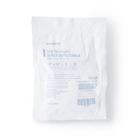 McKesson Brand 16-2112121 Surgical Laparotomy Sponge McKesson X-Ray Detectable Cotton 12 X 12 Inch 5 Count Soft Pack Sterile