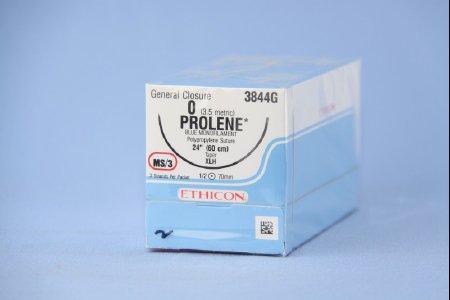 J & J Healthcare Systems  3844G Nonabsorbable Suture with Needle Prolene Polypropylene XLH 1/2 Circle Taper Point Needle Size 0 Monofilament