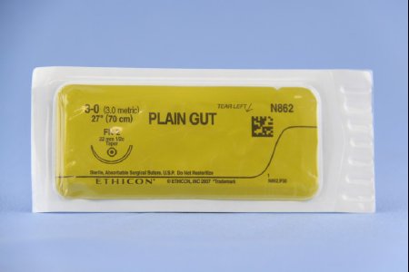 J & J Healthcare Systems  N862H Absorbable Suture with Needle Plain Gut CT-3 1/2 Circle Taper Point Needle Size 3 - 0