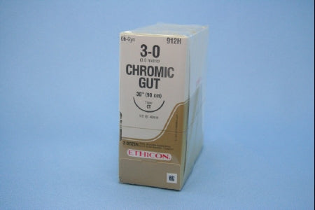 J & J Healthcare Systems  912H Absorbable Suture with Needle Chromic Gut CT 1/2 Circle Taper Point Needle Size 3 - 0