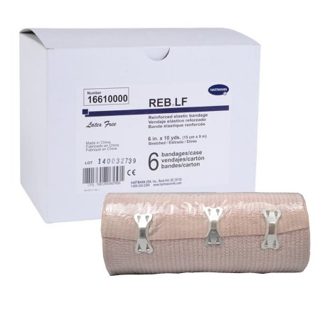 Hartmann  16610000 Elastic Bandage REB 6 Inch X 10 Yard Double Length Clip Detached Closure Tan NonSterile Standard Compression