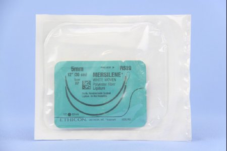 J & J Healthcare Systems  RS20 Nonabsorbable Suture with Needle Mersilene Polyester BP 1/2 Circle Blunt Point Needle Size 5 Braided