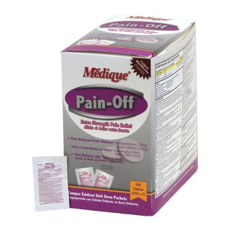 Medique Products  22813 Pain Relief Pain-Off 250 mg - 250 mg - 65 mg Strength Acetaminophen / Aspirin / Caffeine Tablet 250 per Box