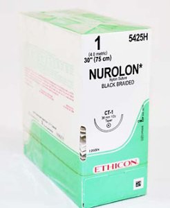 J & J Healthcare Systems  5425H Nonabsorbable Suture with Needle Nurolon Nylon CT-1 1/2 Circle Taper Point Needle Size 1 Braided