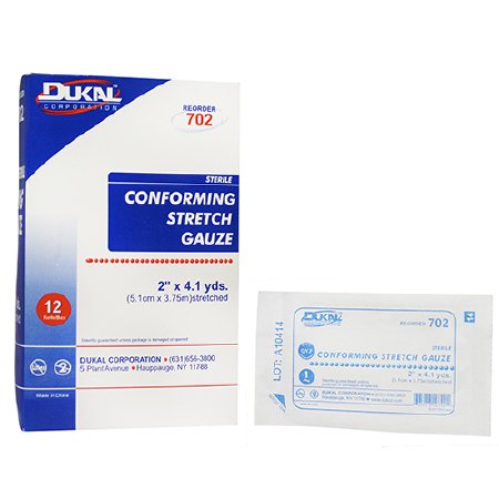 Dukal  702 Conforming Bandage Dukal 2 Inch X 4-1/10 Yard 1 per Pack Sterile 1-Ply Roll Shape