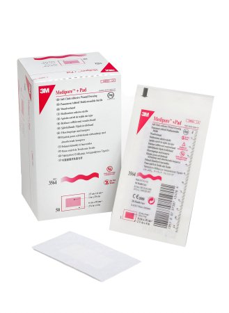 3M  3564 Adhesive Dressing 3M Medipore 2-3/8 X 4 Inch Soft Cloth Rectangle White Sterile