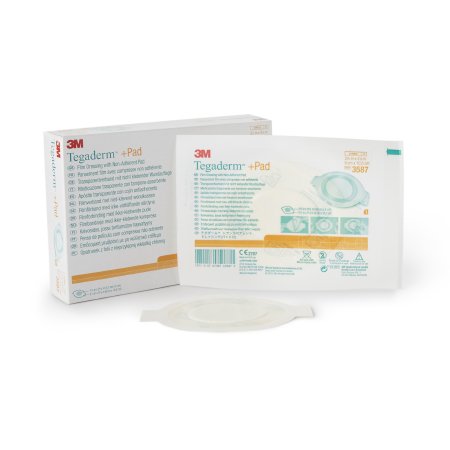 3M  3587 Transparent Film Dressing with Pad 3M Tegaderm 3-1/2 X 4 Inch Frame Style Delivery Rectangle Sterile