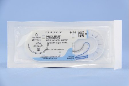 J & J Healthcare Systems  8444H Nonabsorbable Suture with Needle Prolene Polypropylene V-34 1/2 Circle Taper Cutting Needle Size 0 Monofilament