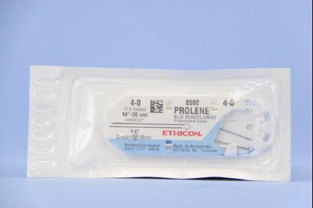 J & J Healthcare Systems  8592G Nonabsorbable Suture with Needle Prolene Polypropylene V-47 Straight Taper Cutting Needle Size 4 - 0 Monofilament