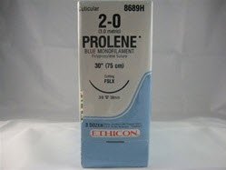 J & J Healthcare Systems  8689H Nonabsorbable Suture with Needle Prolene Polypropylene FSLX 3/8 Circle Reverse Cutting Needle Size 2 - 0 Monofilament