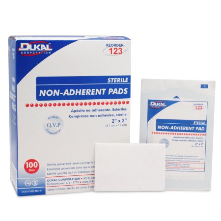 Dukal  123 Non-Adherent Dressing Dukal 2 X 3 Inch Sterile Rectangle