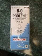 J & J Healthcare Systems  8718H Nonabsorbable Suture with Needle Prolene Polypropylene C-1 3/8 Circle Taper Point Needle Size 6 - 0 Monofilament