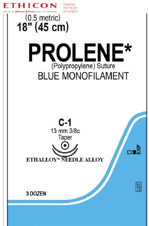 J & J Healthcare Systems  8800H Nonabsorbable Suture with Needle Prolene Polypropylene C-1 3/8 Circle Taper Point Needle Size 7 - 0 Monofilament