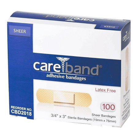 ASO Corp  CBD2018-012-000 Adhesive Strip Careband 3/4 X 3 Inch Plastic Rectangle Sheer Sterile