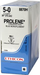 J & J Healthcare Systems  8870H Nonabsorbable Suture with Needle Prolene Polypropylene RB-1 1/2 Circle Taper Point Needle Size 5 - 0 Monofilament