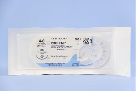 J & J Healthcare Systems  8881H Nonabsorbable Suture with Needle Prolene Polypropylene BB 3/8 Circle Taper Point Needle Size 4 - 0 Monofilament