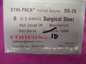 J & J Healthcare Systems  DS18 Nonabsorbable Suture without Needle ETHI-PACK Stainless Steel 18 Gauge