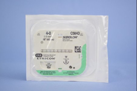 J & J Healthcare Systems  C584D Nonabsorbable Suture with Needle Nurolon Nylon TF 1/2 Circle Taper Point Needle Size 4 - 0 Braided