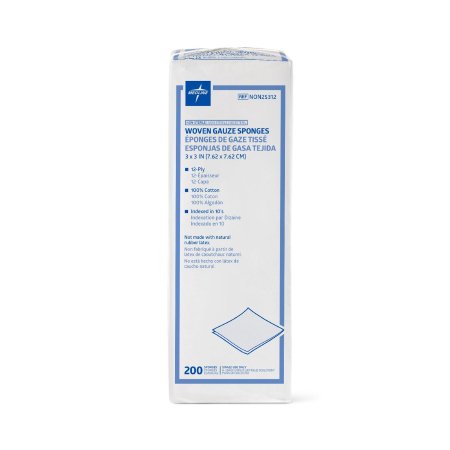 Medline  NON25312 Gauze Sponge 3 X 3 Inch 200 per Pack NonSterile 12-Ply Square