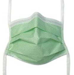 Aspen Surgical Products 65-3322 Surgical Mask Fog Shield Anti-fog Tape Pleated Tie Closure One Size Fits Most Green NonSterile Not Rated Adult