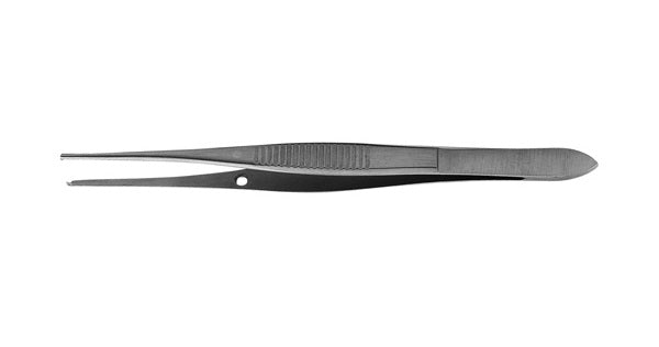 J&J Eye Dressing Forceps Straight Serrated 4" Ea