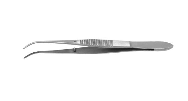 J&J Eye Dressing Forceps Half-Curved Serrated 4" Ea