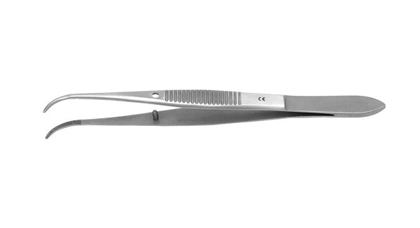 J&J Eye Dressing Forceps Full-Curved Serrated 4" Ea