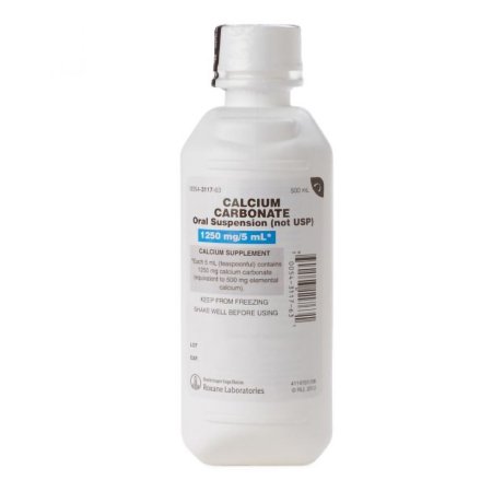 Roxane Laboratories  00054311763 Calcium Supplement / Antacid Calcium Carbonate 500 mg / 5 mL Strength Oral Suspension 5 mL Unit Dose Peppermint Flavor