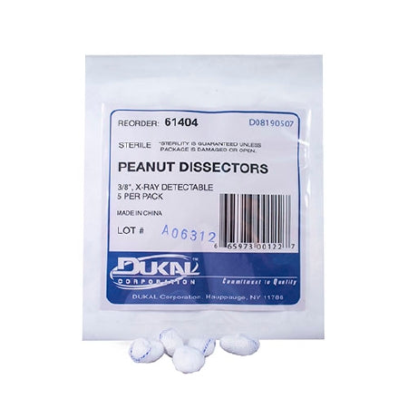 Dukal  61404 Surgical Peanut Sponge X-Ray Detectable Cotton 3/8 Inch Diameter 5 Count Pack Sterile