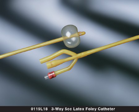 Bard  0119L20 Foley Catheter Bard Lubricath 3-Way Round Tip 5 cc Balloon 20 Fr. Latex