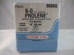 J & J Healthcare Systems  8606G Nonabsorbable Suture with Needle Prolene Polypropylene P-1 3/8 Circle Precision Reverse Cutting Needle Size 6 - 0 Monofilament