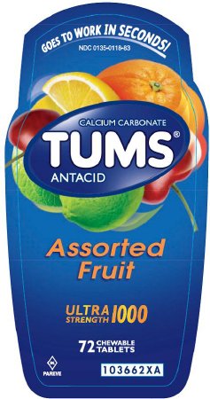 Glaxo Consumer Products  00135011883 Antacid Tums Ultra Strength 1000 mg Strength Chewable Tablet 72 per Bottle