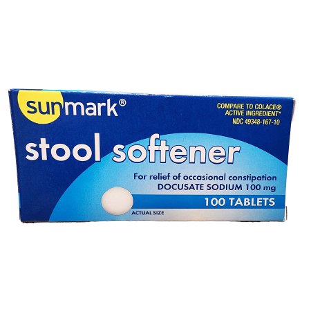 Geri-Care  421-01-SUN Stool Softener Geri-Care Tablet 100 per Bottle 100 mg Strength Docusate Sodium