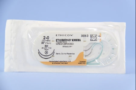 J & J Healthcare Systems  X563H Nonabsorbable Suture with Needle Ethibond Polyester SH 1/2 Circle Taper Point Needle Size 2 - 0 Braided