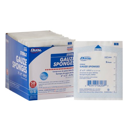 Dukal  6208 Gauze Sponge Dukal 2 X 2 Inch 2 per Pack Sterile 8-Ply Square