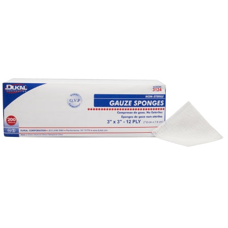 Dukal  3124 Gauze Sponge Dukal 3 X 3 Inch 200 per Pack NonSterile 12-Ply Square