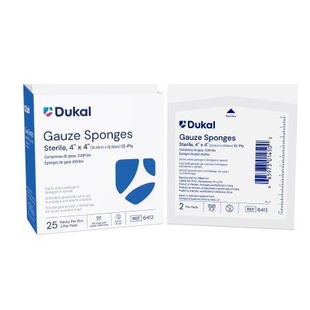 Dukal  6412 Gauze Sponge Dukal 4 X 4 Inch 2 per Pack Sterile 12-Ply Square