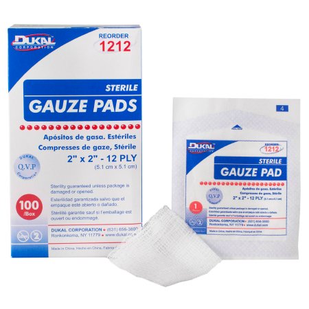 Dukal  1212 Gauze Sponge Dukal 2 X 2 Inch 1 per Pack Sterile 12-Ply Square